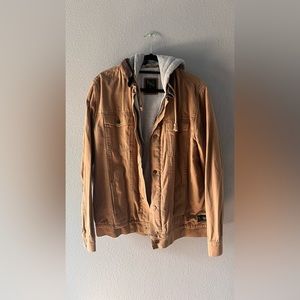 Tan Vans AV jacket. Corduroy collar, hood